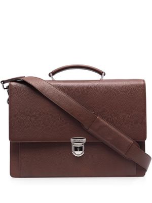 Aspinal Of London City leather laptop bag - Brown