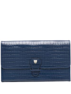 Aspinal Of London croc-embossed leather travel wallet - Blue