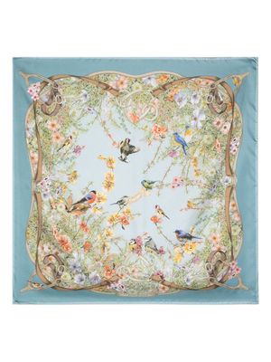 Aspinal Of London Edwardian Garden silk scarf - Blue