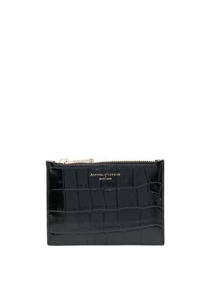 Aspinal Of London embossed-crocodile small wallet - Black