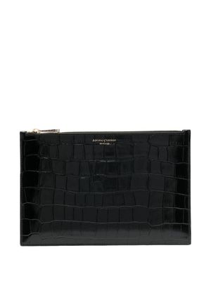 Aspinal Of London Essential croco-embossed pouch - Black
