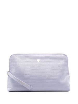 Aspinal Of London Essential embossed-leather makeup bag - Purple