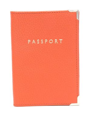 Aspinal Of London grained leather passport holder - Orange