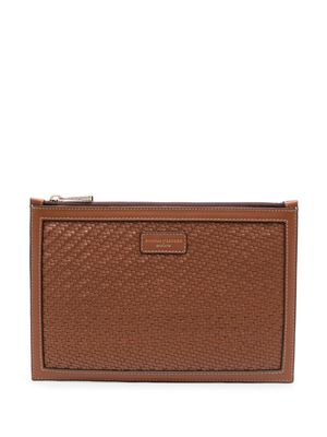 Aspinal Of London large Essential leather clutch bag - Brown