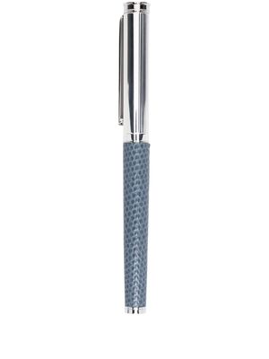 Aspinal Of London leather rollerball pen - Silver
