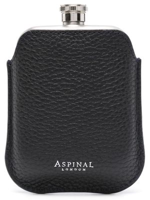 Aspinal Of London logo-stamp round hip flask - Silver
