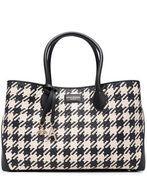 Aspinal Of London London houndstooth woven tote bag - Neutrals
