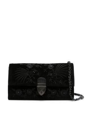 Aspinal Of London Mayfair floral-embroidered clutch - Black