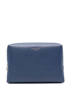 Aspinal Of London medium London leather make up bag - Blue