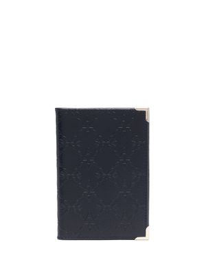 Aspinal Of London monogram leather passport cover - Blue