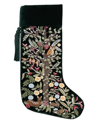 Aspinal Of London Nature-embroidered Christmas stocking - Green