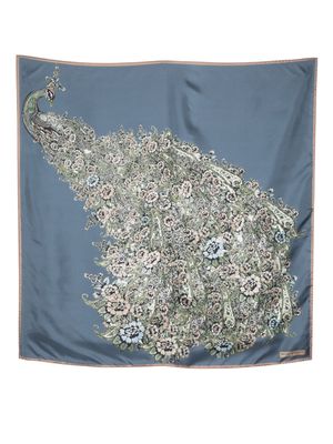 Aspinal Of London Peacock silk scarf - Blue