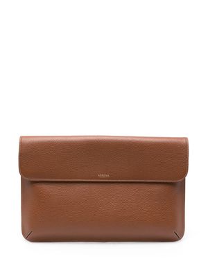 Aspinal Of London pebbled leather laptop bag - Brown