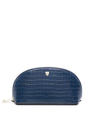 Aspinal Of London small croc-embossed make-up bag - Blue