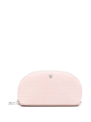 Aspinal Of London small croc-embossed make-up bag - Pink