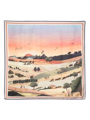 Aspinal Of London South Downs silk scarf - Orange