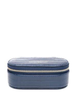 Aspinal Of London Tidy croc-embossed make-up bag - CASPIANBLUE