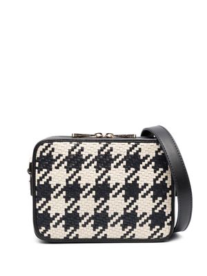 Aspinal Of London woven houndstooth crossbody bag - Black