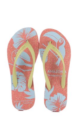 Asportuguesas by Fly London Amazonia Flip Flop in Red/Gold