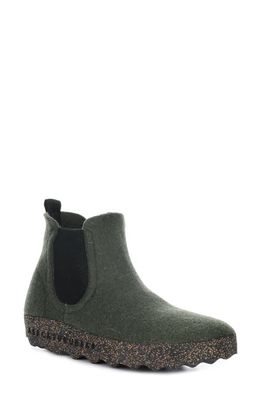 Asportuguesas by Fly London Caia Chelsea Boot in 001 Military Green Tweed/Felt