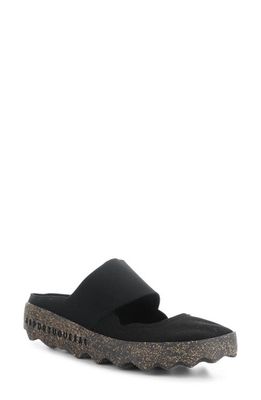 Asportuguesas by Fly London Cana Slide Sandal in Black Eco Faux Suede