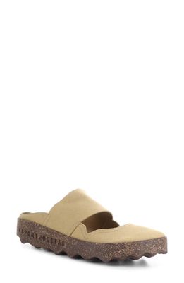 Asportuguesas by Fly London Cana Slide Sandal in Tan Eco Faux Suede 