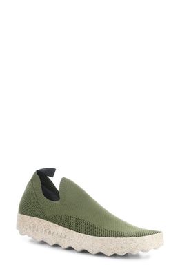 Asportuguesas by Fly London Clip Slip-On Sneaker in Olive Recycled Knit 