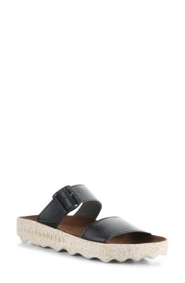 Asportuguesas by Fly London Coly Platform Slide Sandal in Black Eco Faux Leather