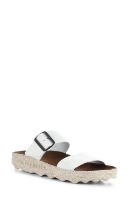 Asportuguesas by Fly London Coly Platform Slide Sandal in White Eco Faux Leather 