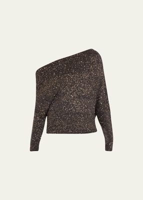 Aspros Sparkle Off-Shoulder Sweater