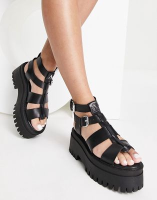 ASRA Phoenix leather chunky sandals in black