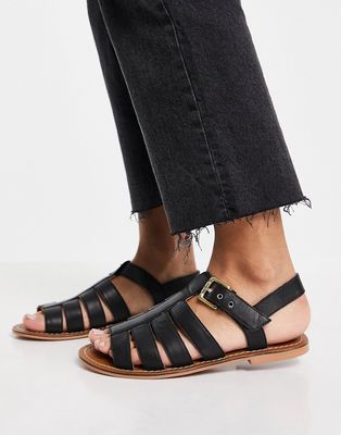 Asra Sapphire flat sandals in black