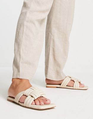 ASRA Sebra leather flat sandals in white