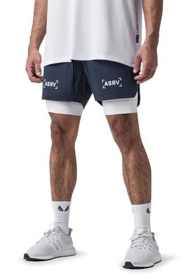 ASRV Tetra-Lite 5-Inch 2-in-1 Lined Shorts in Navy Bracket/white