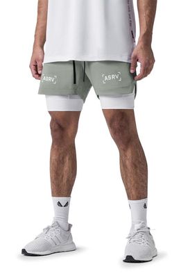 ASRV Tetra-Lite 5-Inch 2-in-1 Lined Shorts in Sage Bracket/white