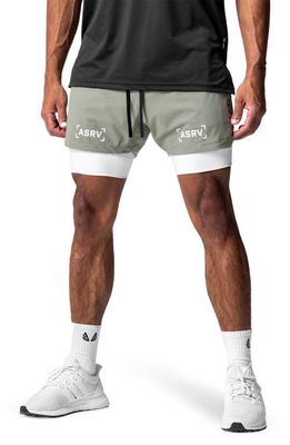 ASRV Treta-Lite 2-in-1 Lined Shorts in Sage/White