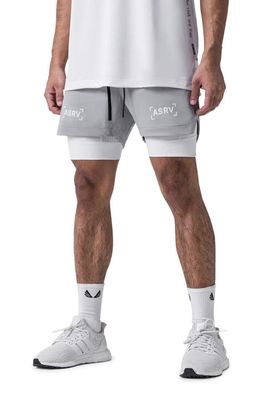 ASRV Treta-Lite 2-in-1 Lined Shorts in Slate Grey Bracket/White