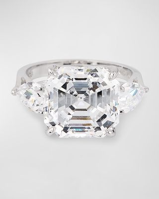 Asscher Cut Center with Pear Side Stones Ring