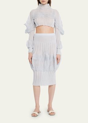 Assemblage Pleated Knit Crop Shirt