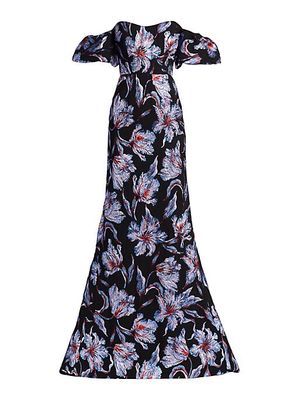 Astaire Off-The-Shoulder Brocade Gown