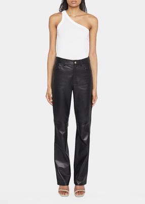 Aster Mid-Rise Leather Bootcut Pants
