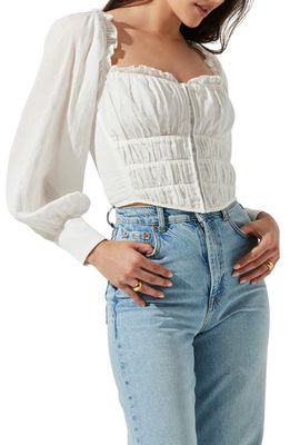 ASTR the Label Amber Puff Sleeve Smocked Blouse in Off White