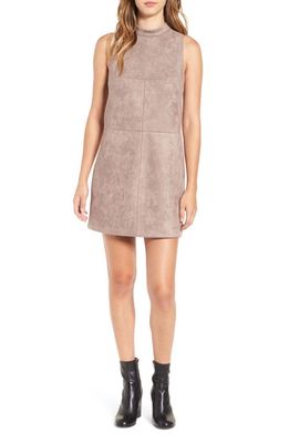 ASTR the Label ASTR Faux Suede Mock Neck Shift Dress in Taupe