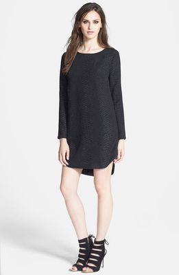 ASTR the Label ASTR Textured Long Sleeve Shift Dress in Black