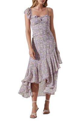 ASTR the Label Camelia Layered Ruffle Dress in Purple White Ditsy