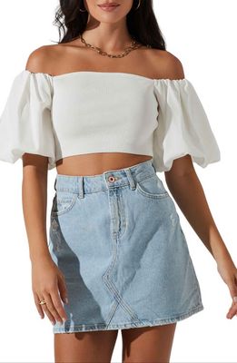 ASTR the Label Carmina Off the Shoulder Rib Crop Top in White