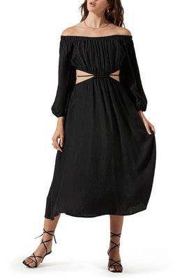 ASTR the Label Cassian Off the Shoulder Long Sleeve Midi Dress in Black