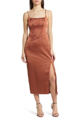 ASTR the Label Corset Satin Dress in Copper