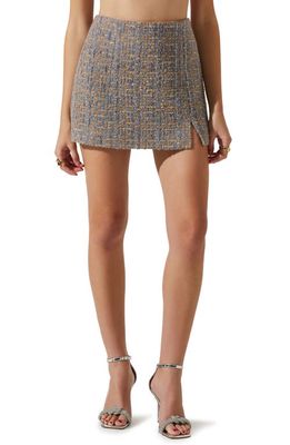 ASTR the Label Covina Tweed Miniskirt in Blue Taupe Silver