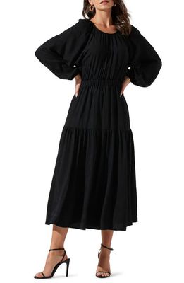 ASTR the Label Cutout Long Sleeve Midi Dress in Black
